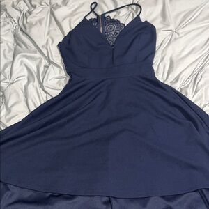 Windsor Midnight Blue Lace Backless Dress